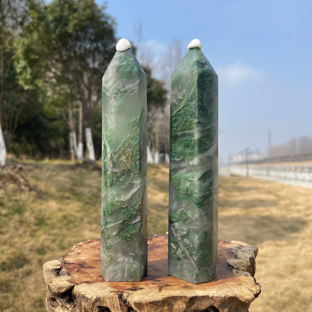 Natural Crystal African Green Jade Point