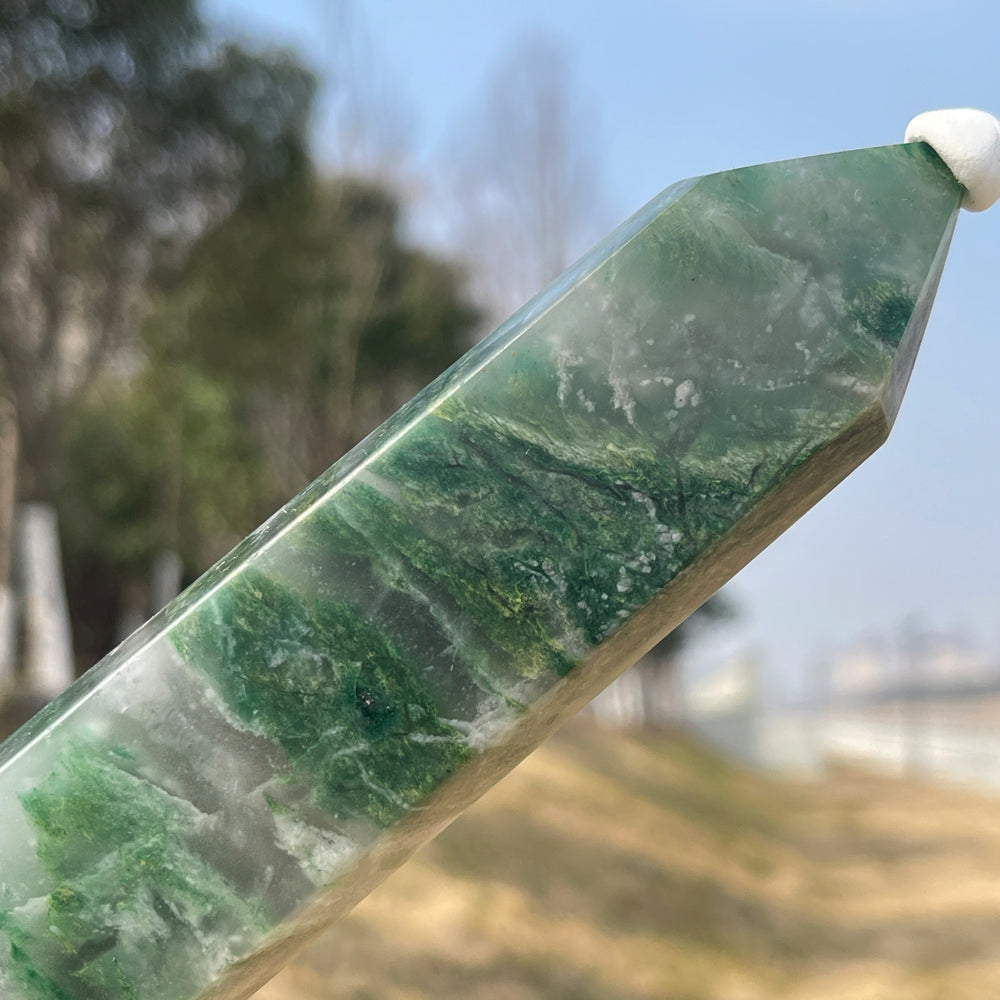 Natural Crystal African Green Jade Point
