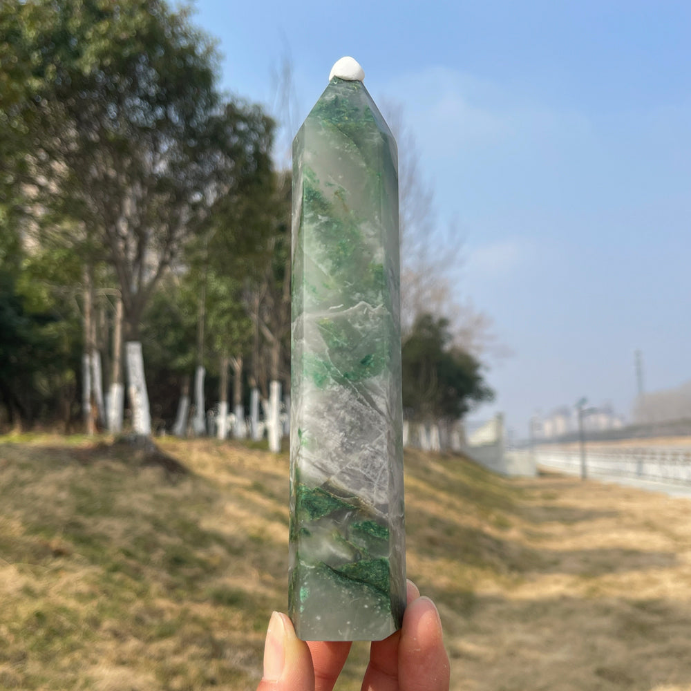 Natural Crystal African Green Jade Point
