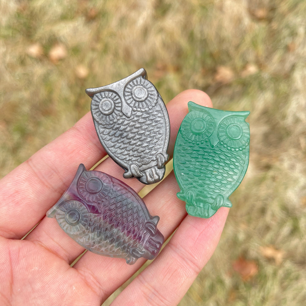 Natural Crystal Carving Owl