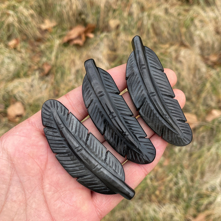 Natural Crystal Silver Obsidian Feather