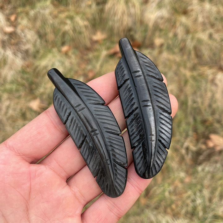 Natural Crystal Silver Obsidian Feather