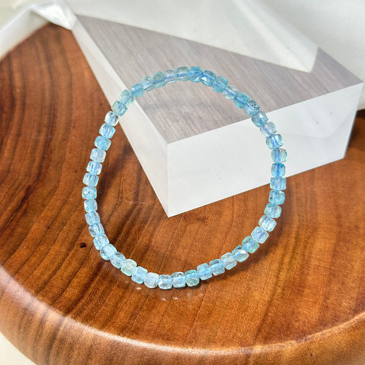 Blue Apatite Faceted Crystal Bracelet 7.6 mm