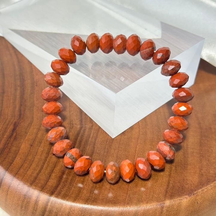 Red Jasper Abacus Bead Bracelet 9.6-10mm