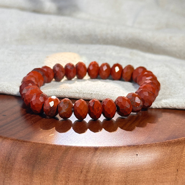 Red Jasper Abacus Bead Bracelet 9.6-10mm