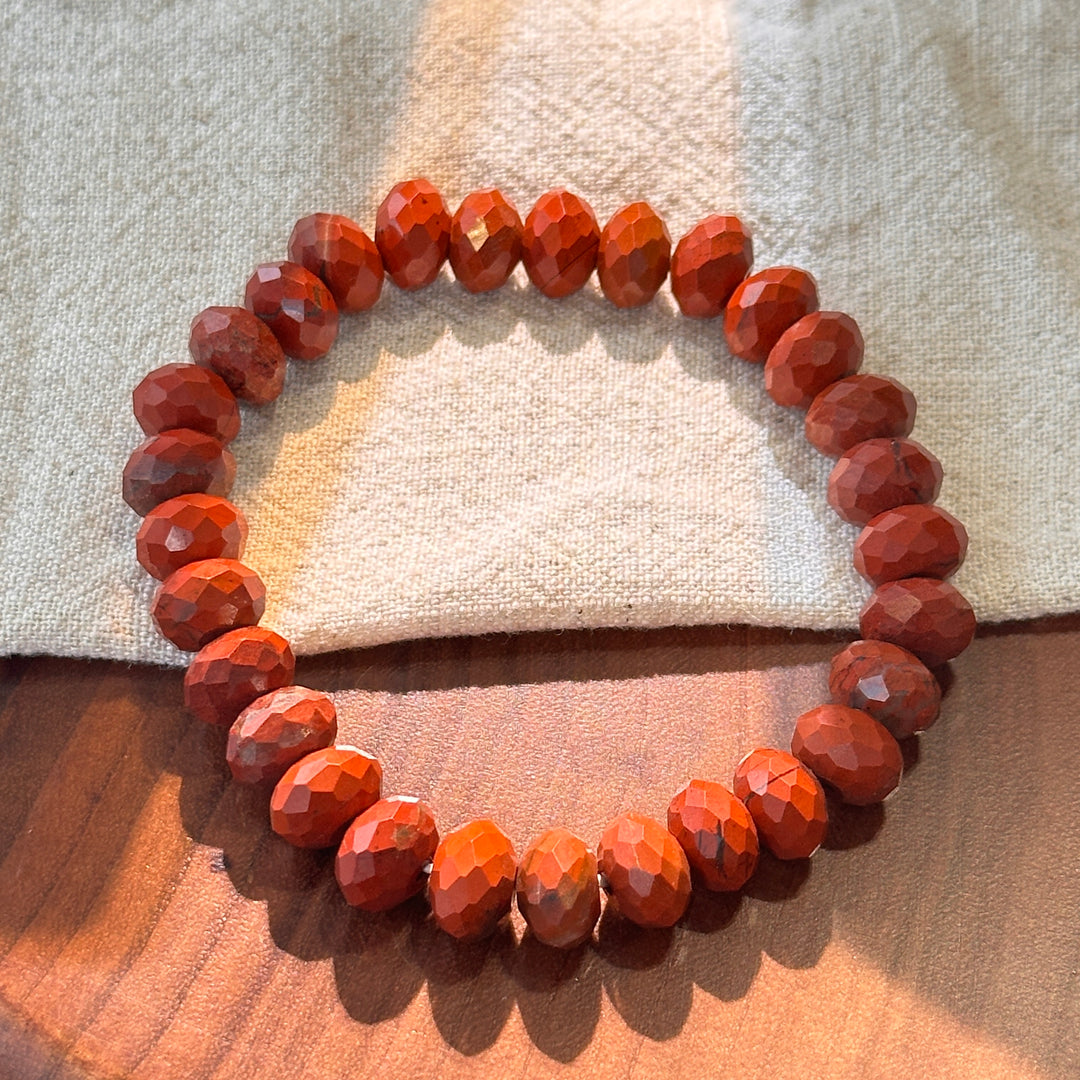 Red Jasper Abacus Bead Bracelet 9.6-10mm