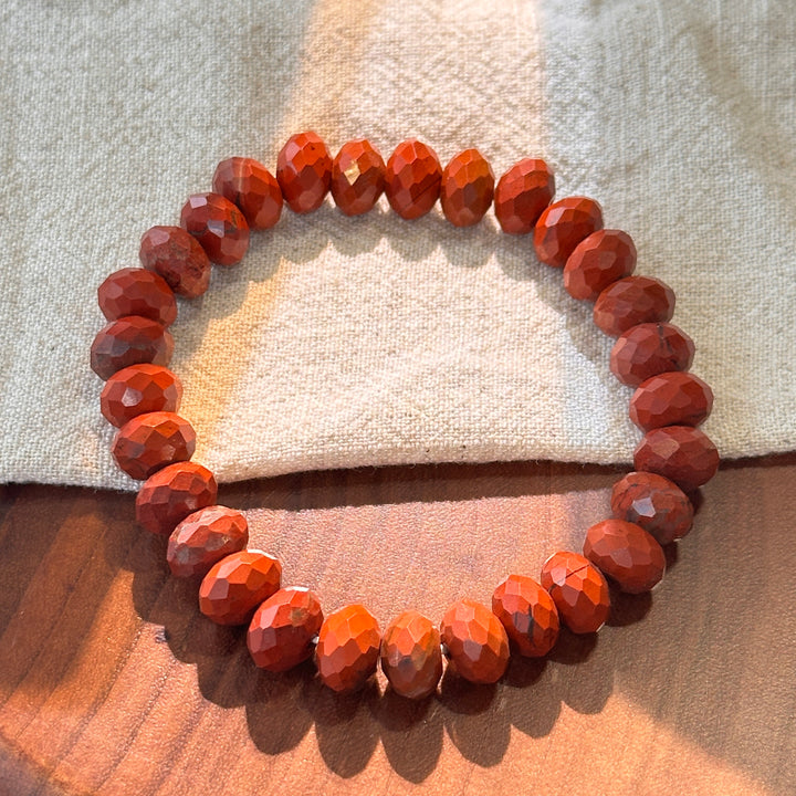 Red Jasper Abacus Bead Bracelet 9.6-10mm