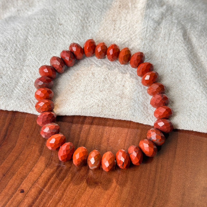 Red Jasper Abacus Bead Bracelet 9.6-10mm