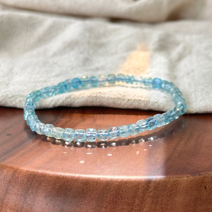 Blue Apatite Faceted Crystal Bracelet 7.6 mm