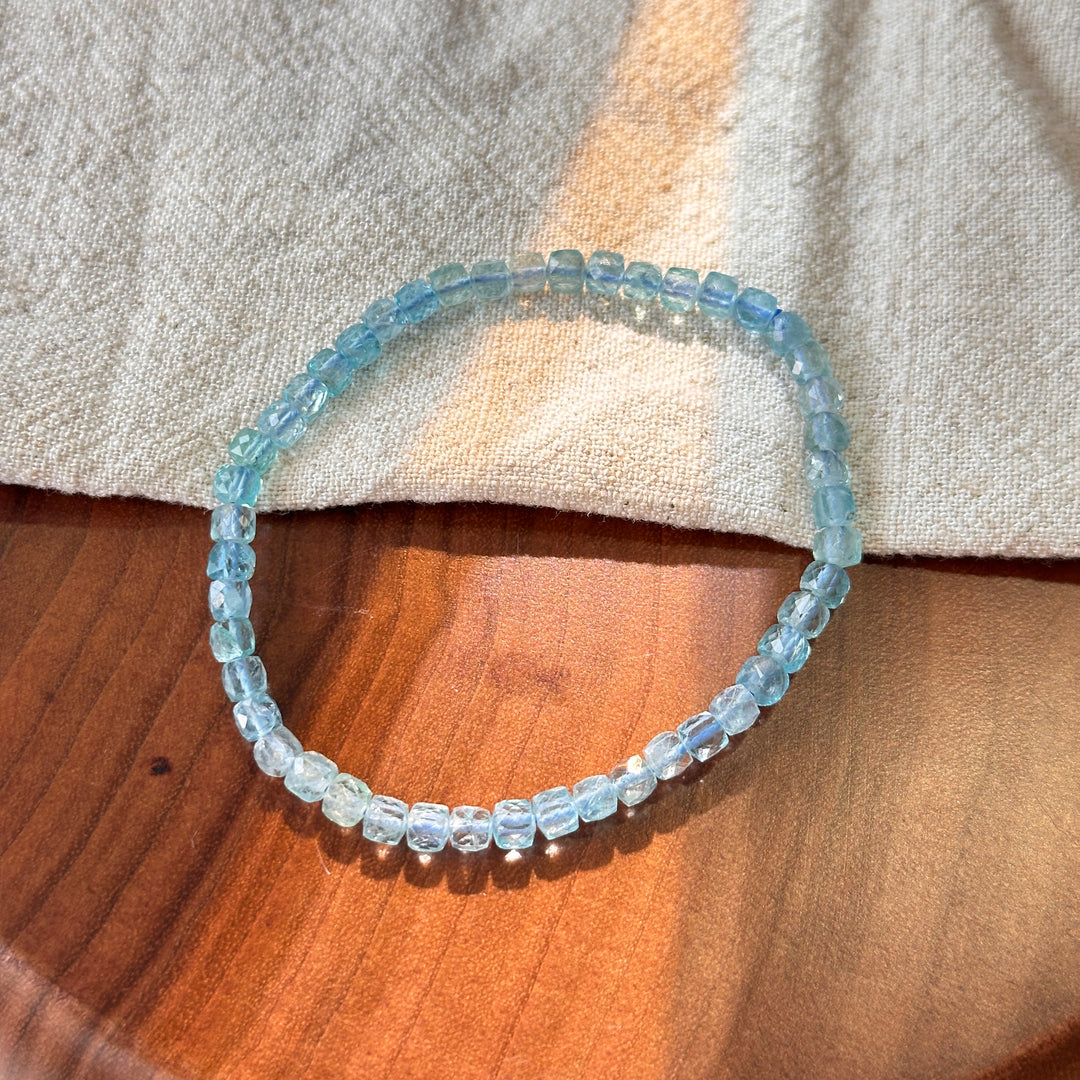 Blue Apatite Faceted Crystal Bracelet 7.6 mm