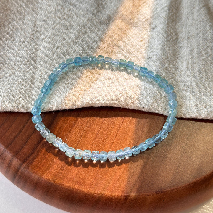 Blue Apatite Faceted Crystal Bracelet 7.6 mm