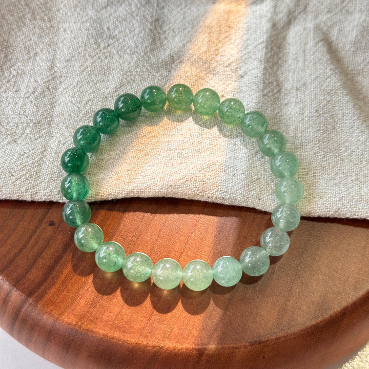 Gradient Green Strawberry Quartz Bracelet 8.0-8.4mm