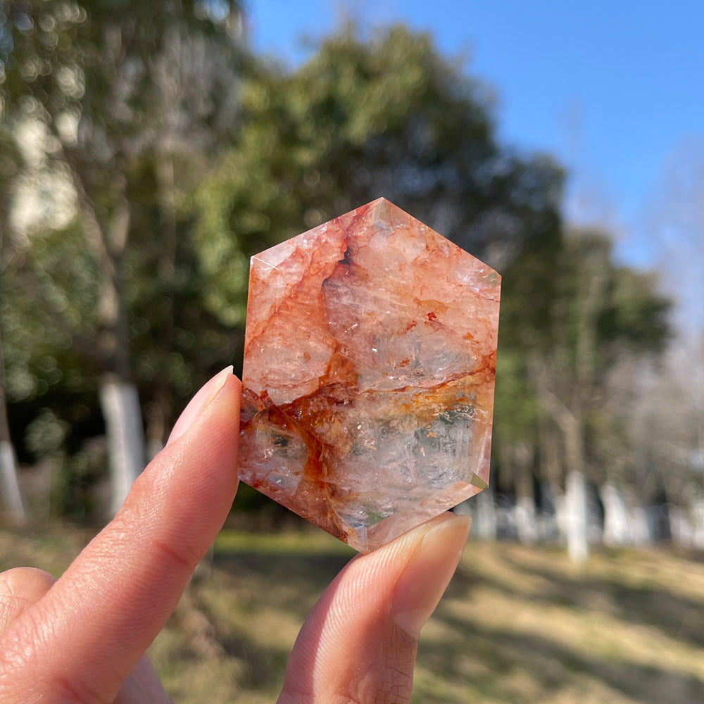 Natural Fire Quartz Crystal Shield