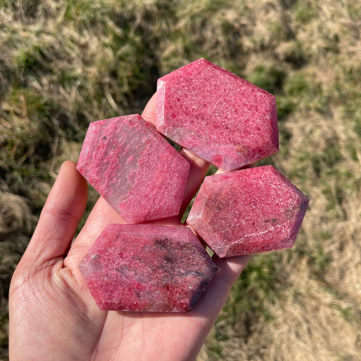 Natural Crystal Rhodonite In Quartz Shield