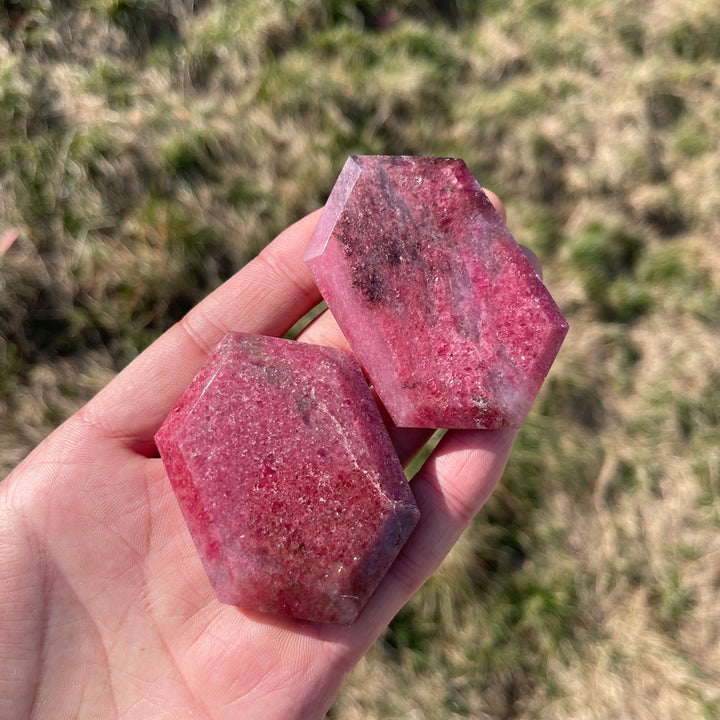 Natural Crystal Rhodonite In Quartz Shield
