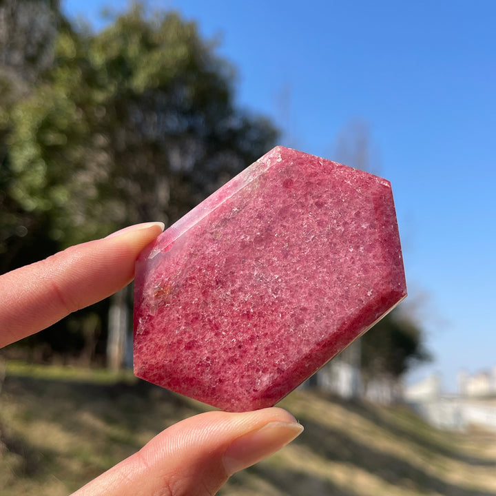 Natural Crystal Rhodonite In Quartz Shield