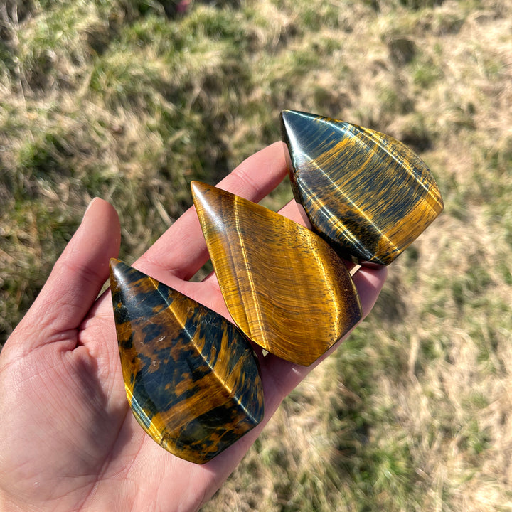 Natural Crystal Blue and Yellow Tiger's Eye Teardrop