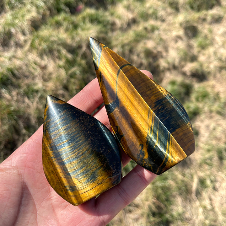 Natural Crystal Blue and Yellow Tiger's Eye Teardrop