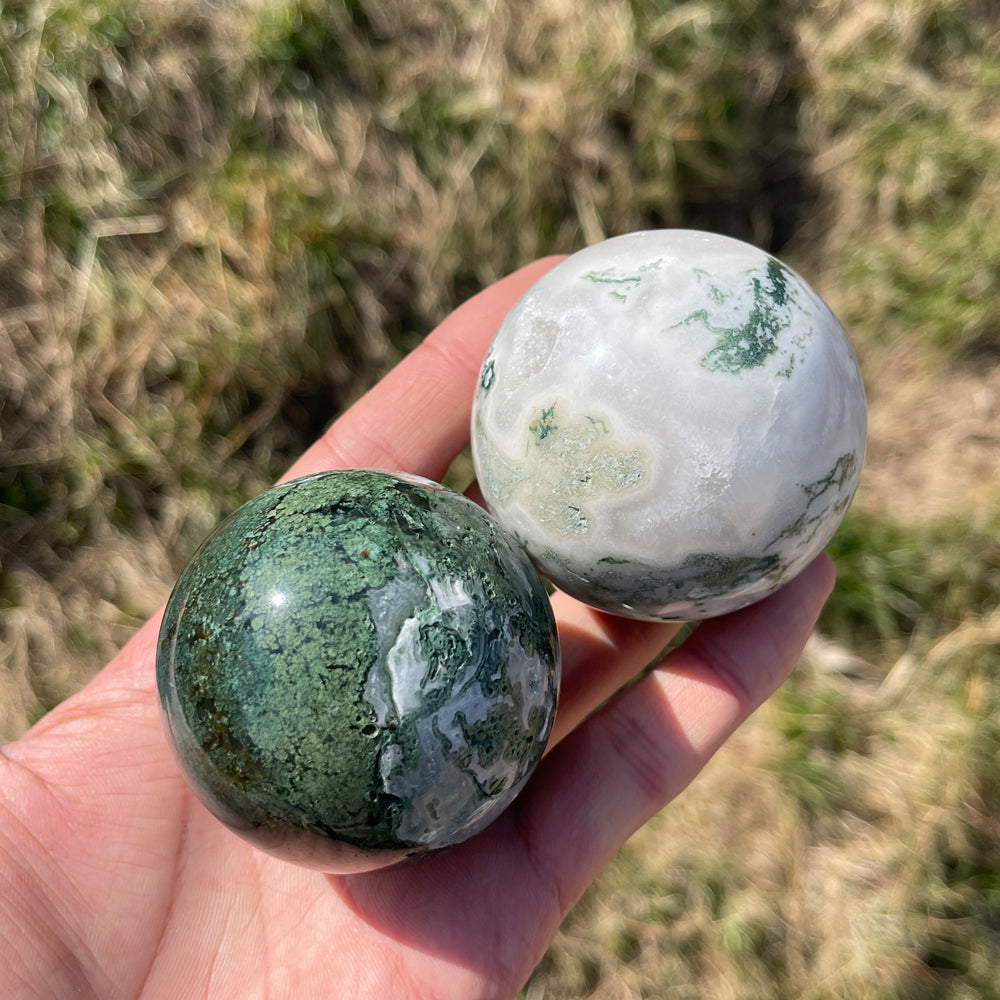 Natural Crystal Moss Agate Sphere