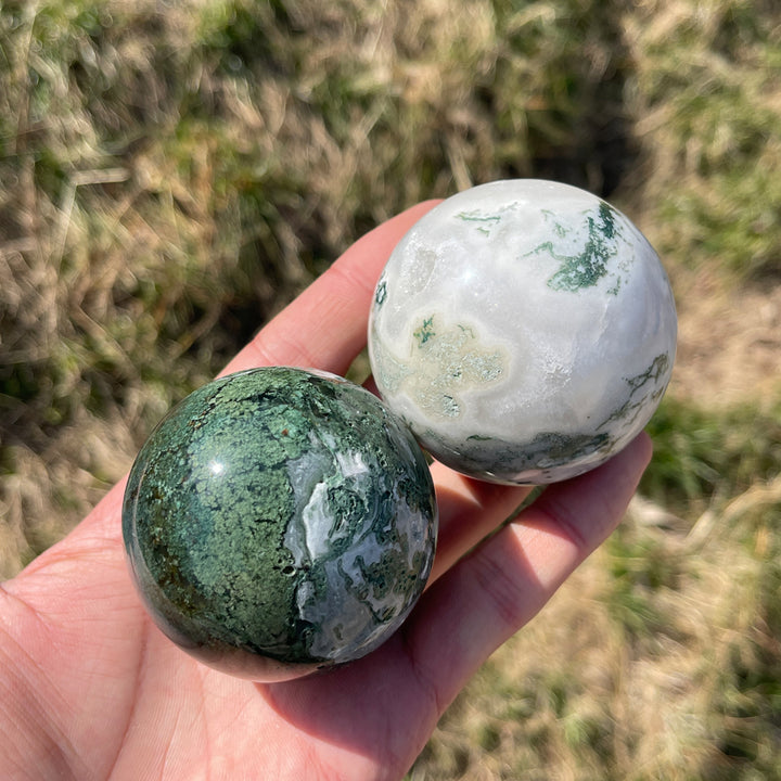 Natural Crystal Moss Agate Sphere