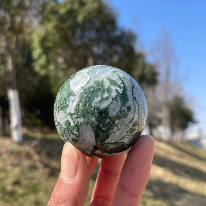 Natural Crystal Moss Agate Sphere