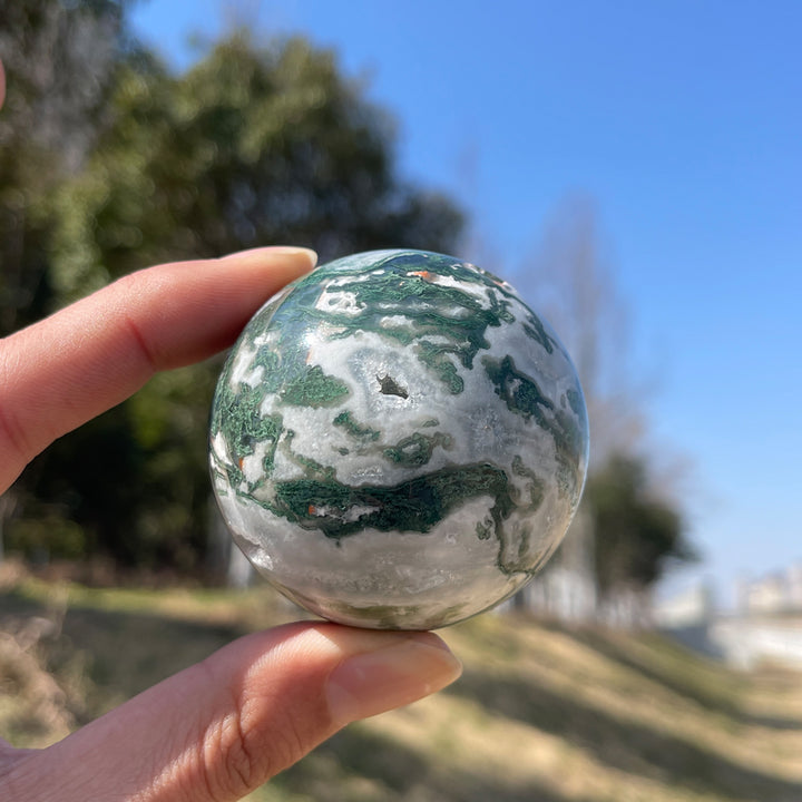 Natural Crystal Moss Agate Sphere