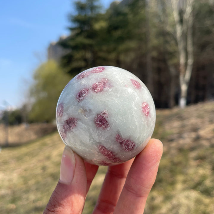 Natural Crystal Plum Tourmaline Sphere