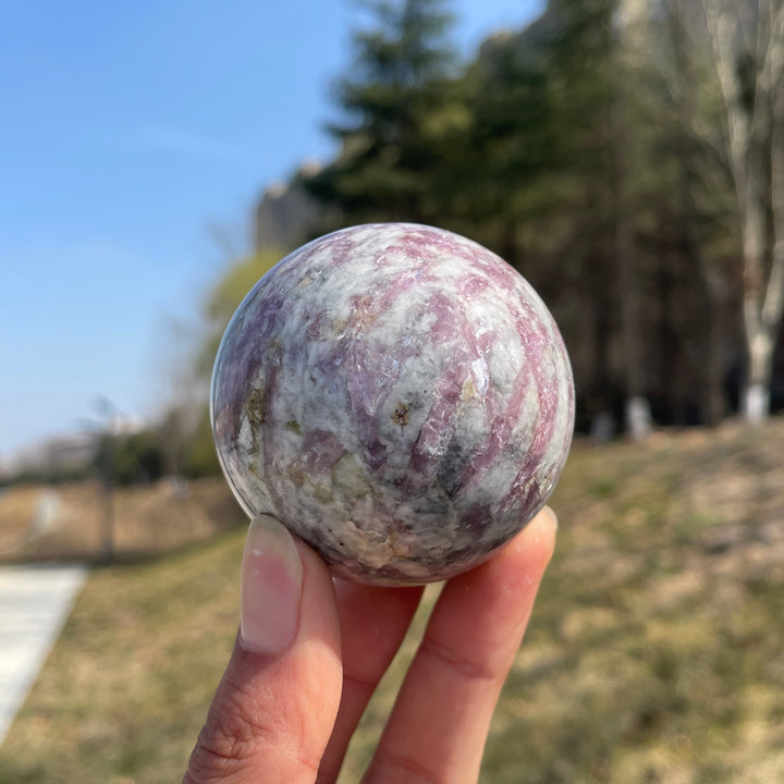 Natural Crystal Plum Tourmaline Sphere