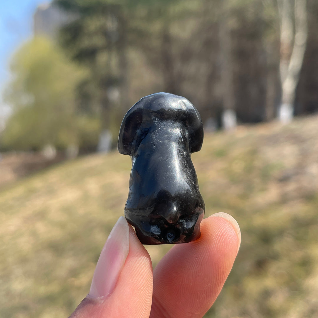 Natural Crystal Carving Mini Silver Obsidian Rabbit