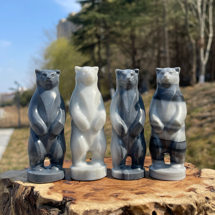 Natural Crystal Carving TaiJi Stone Standing Bear