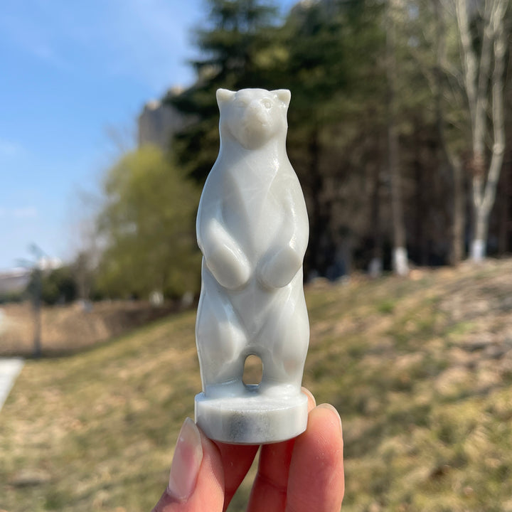 Natural Crystal Carving TaiJi Stone Standing Bear