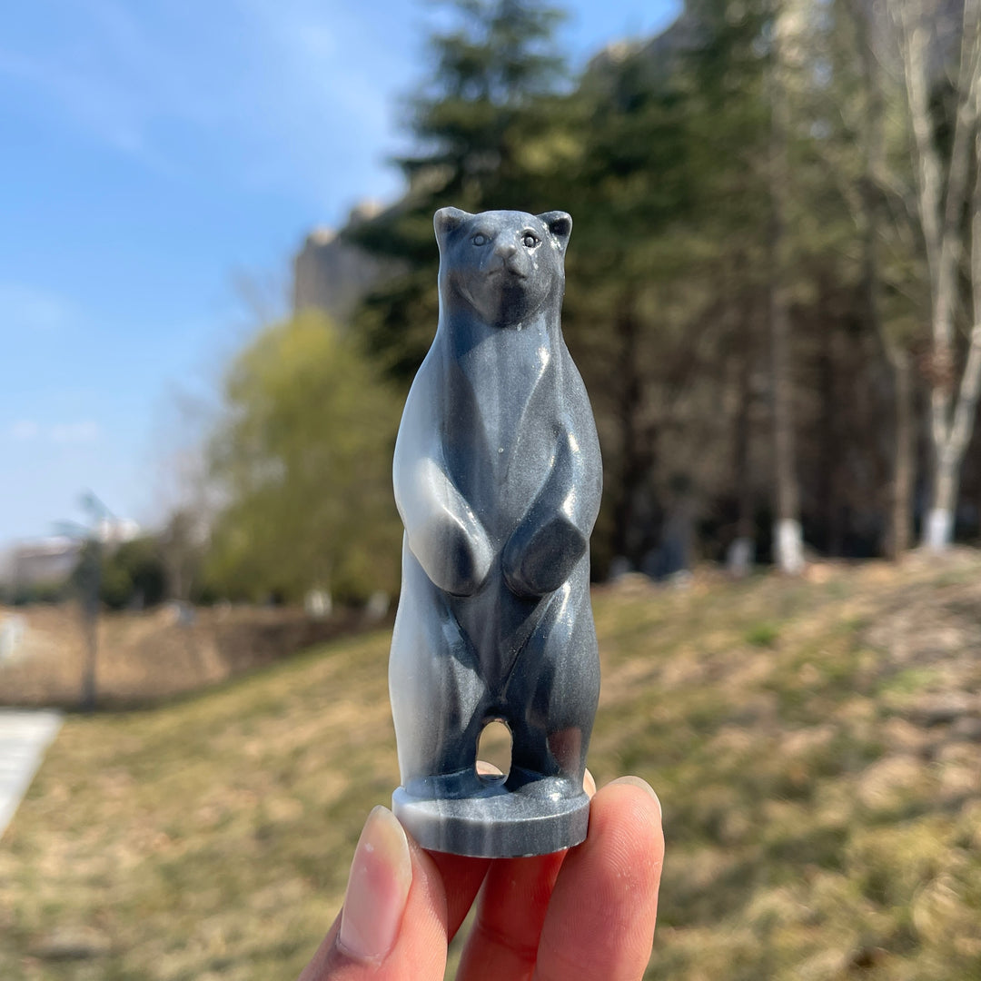 Natural Crystal Carving TaiJi Stone Standing Bear
