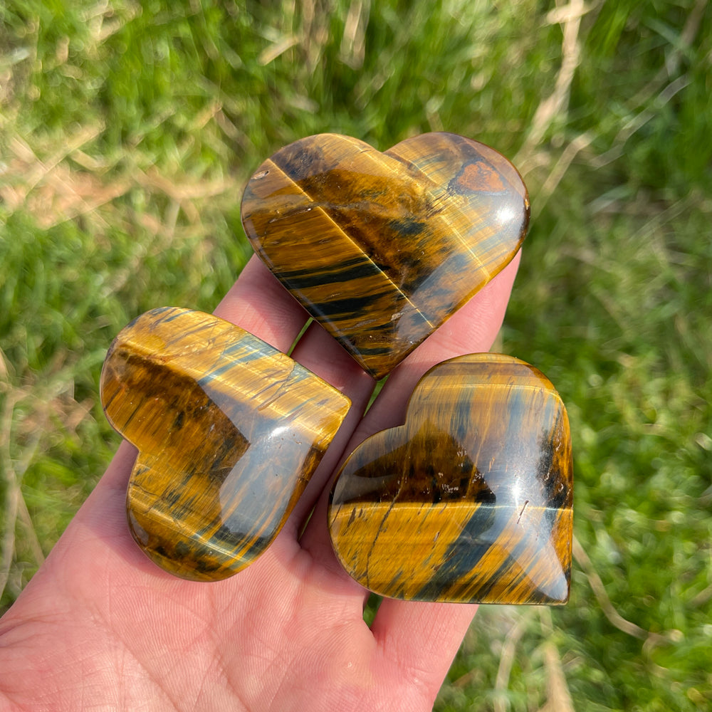 Natural Crystal Blue and Yellow Tiger's Eye Heart