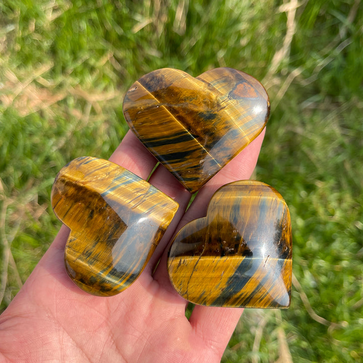 Natural Crystal Blue and Yellow Tiger's Eye Heart