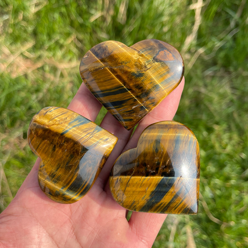 Natural Crystal Blue and Yellow Tiger's Eye Heart