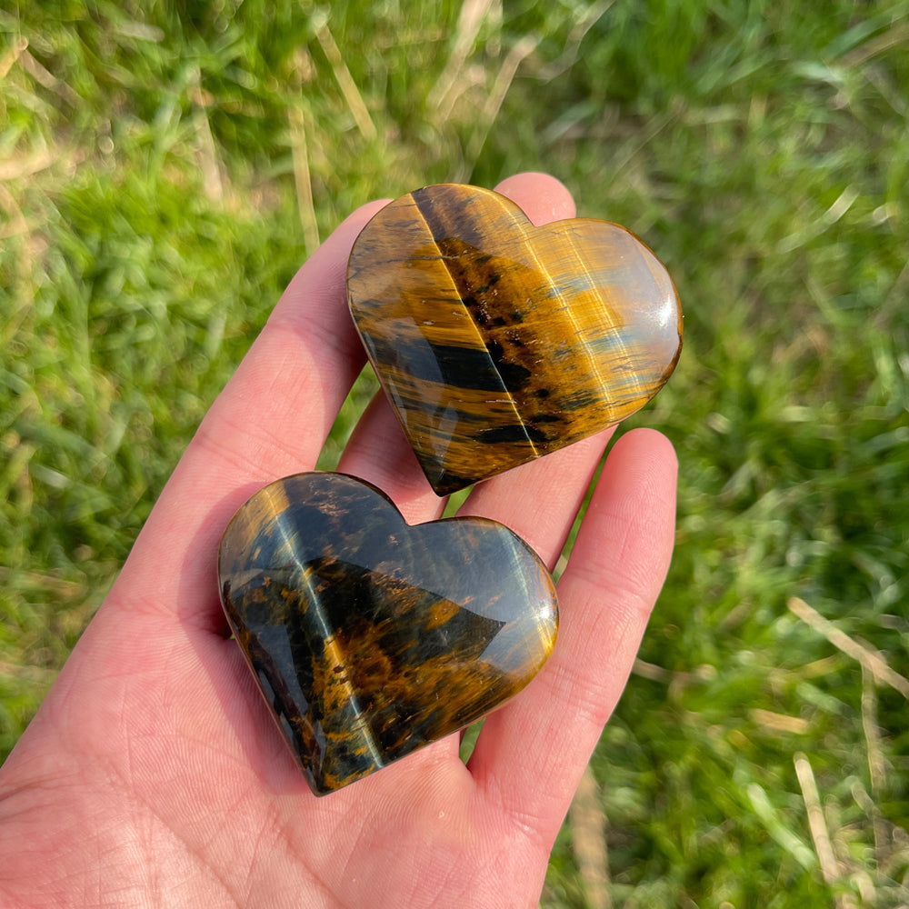 Natural Crystal Blue and Yellow Tiger's Eye Heart