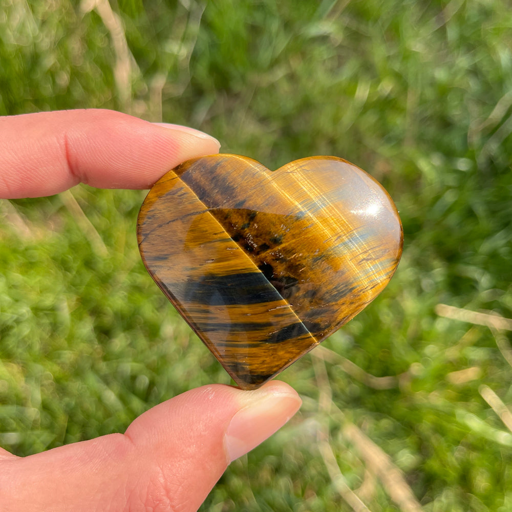 Natural Crystal Blue and Yellow Tiger's Eye Heart