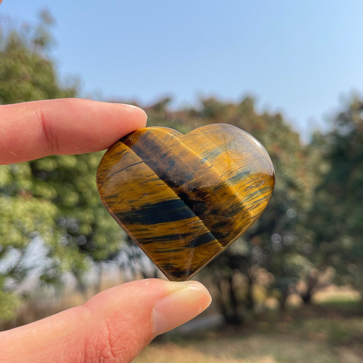 Natural Crystal Blue and Yellow Tiger's Eye Heart