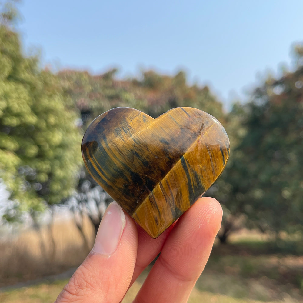 Natural Crystal Blue and Yellow Tiger's Eye Heart