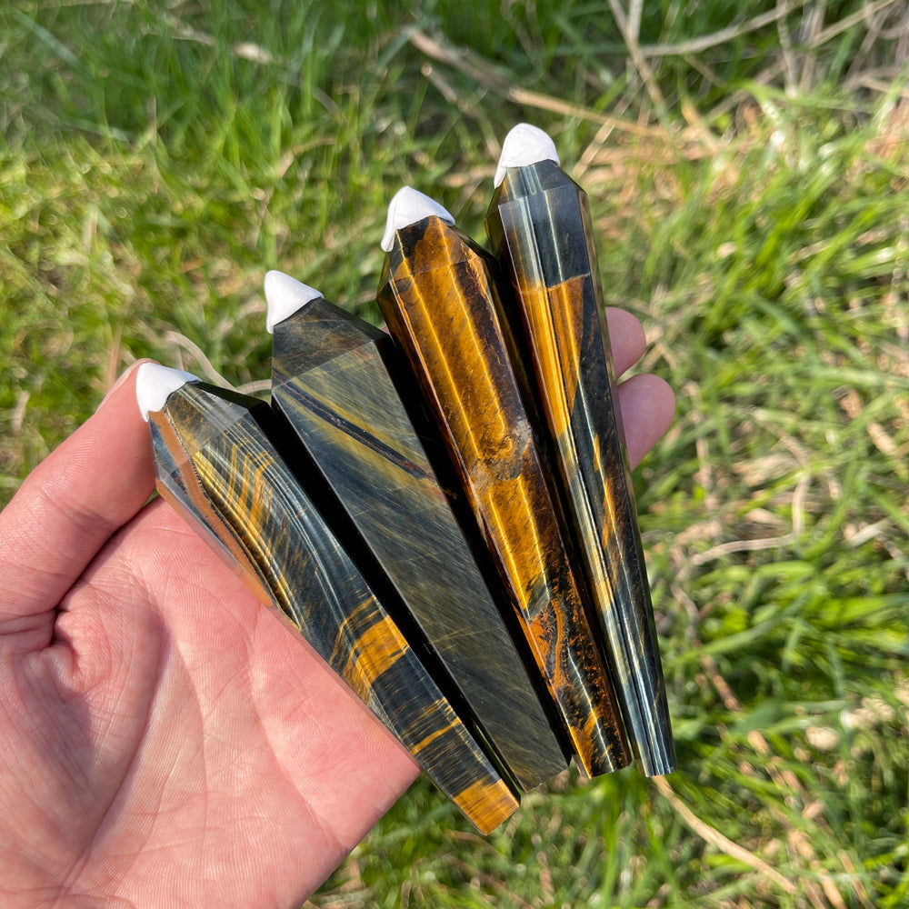 Natural Blue and Yellow Tiger's Eye Wand