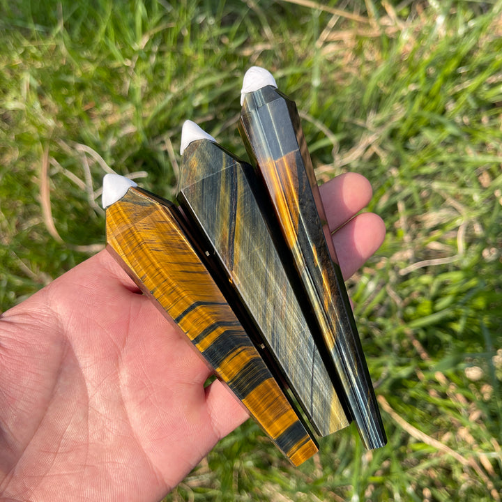 Natural Blue and Yellow Tiger's Eye Wand