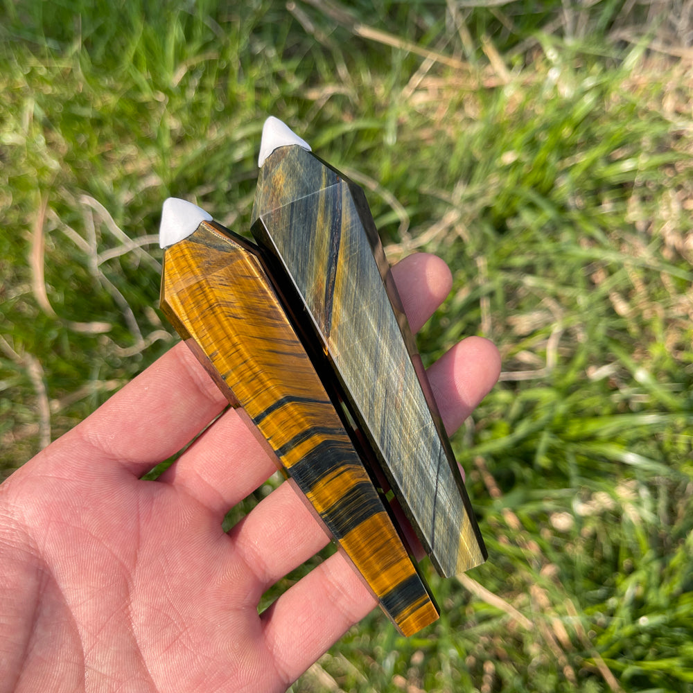 Natural Blue and Yellow Tiger's Eye Wand