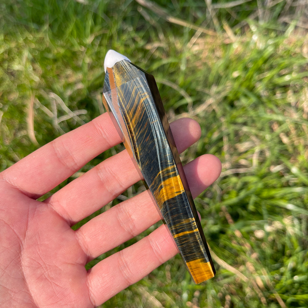 Natural Blue and Yellow Tiger's Eye Wand