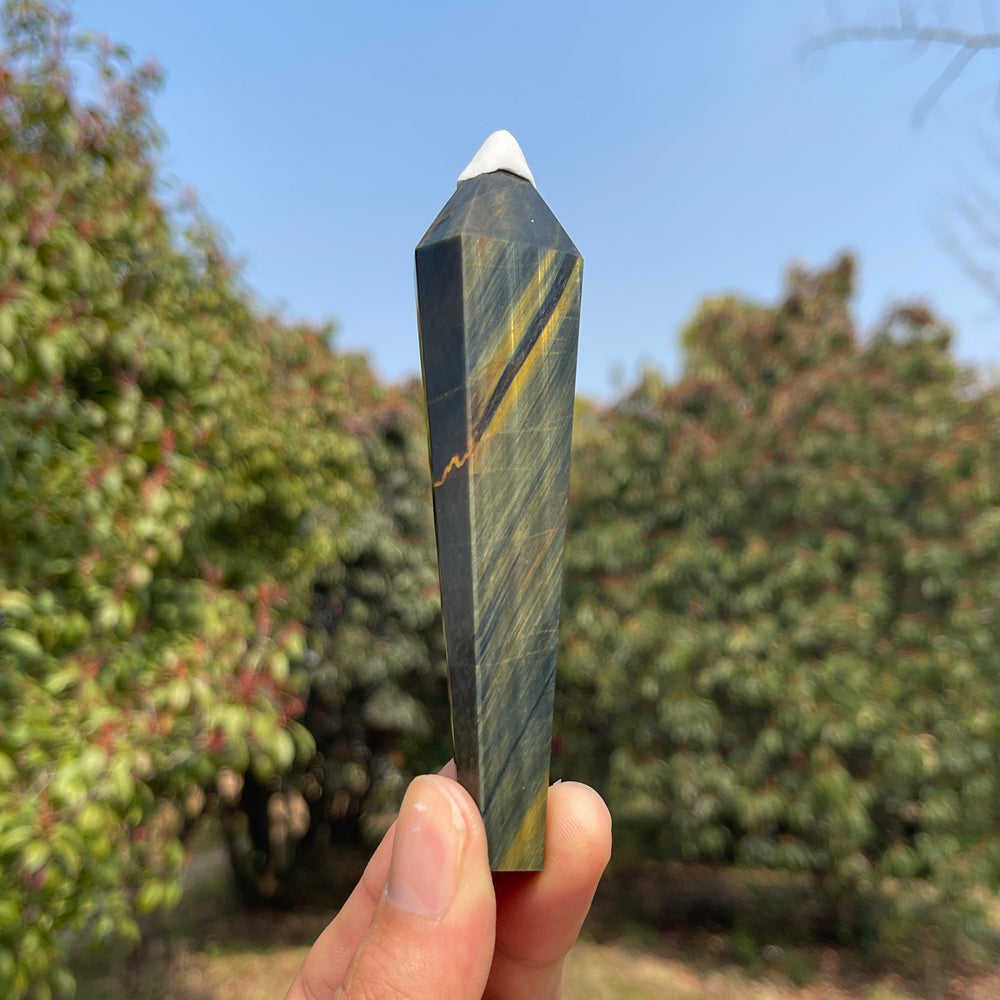 Natural Blue and Yellow Tiger's Eye Wand