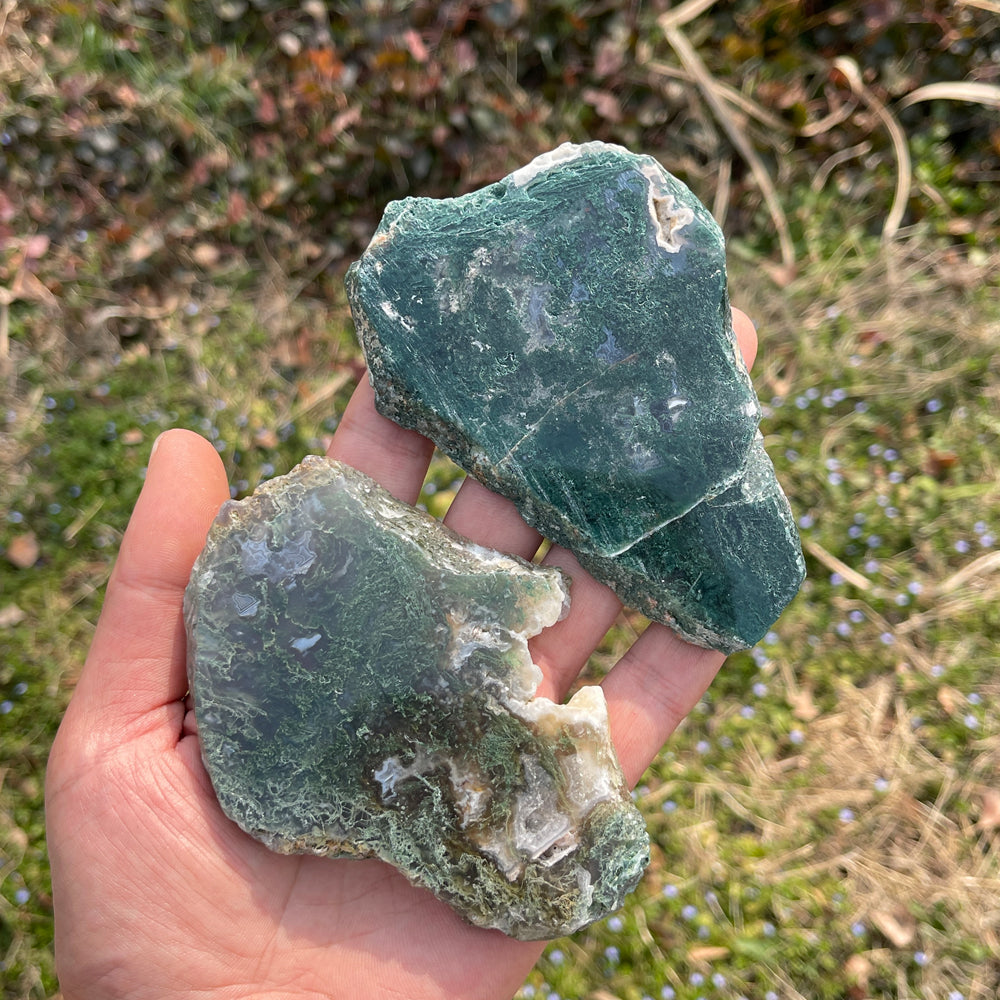 Natural Moss Agate Crystal Slice