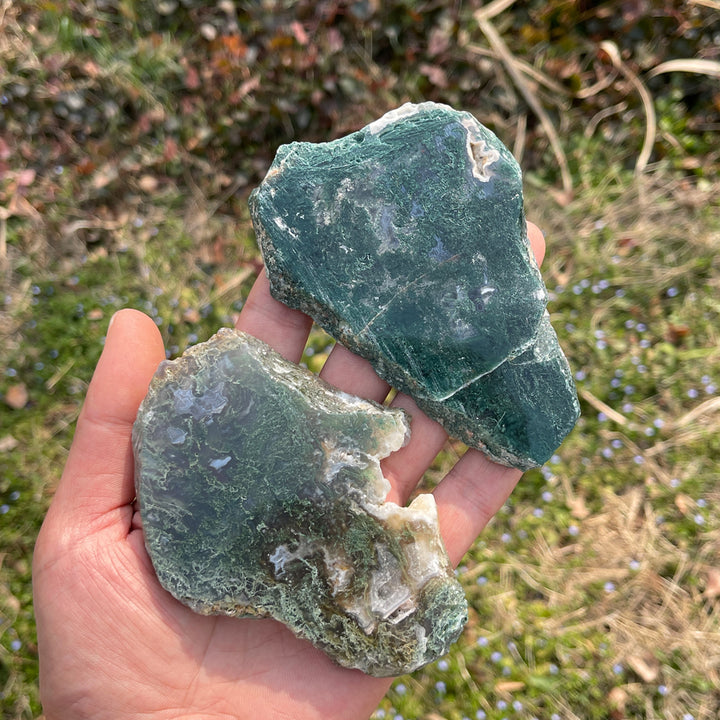 Natural Moss Agate Crystal Slice