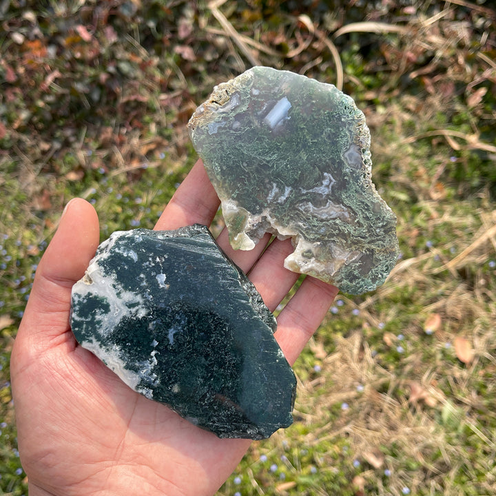 Natural Moss Agate Crystal Slice