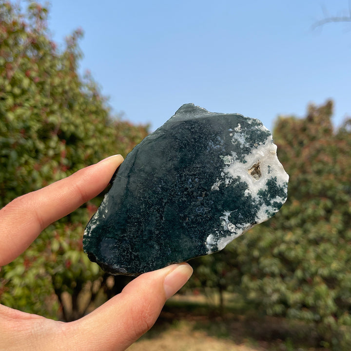 Natural Moss Agate Crystal Slice