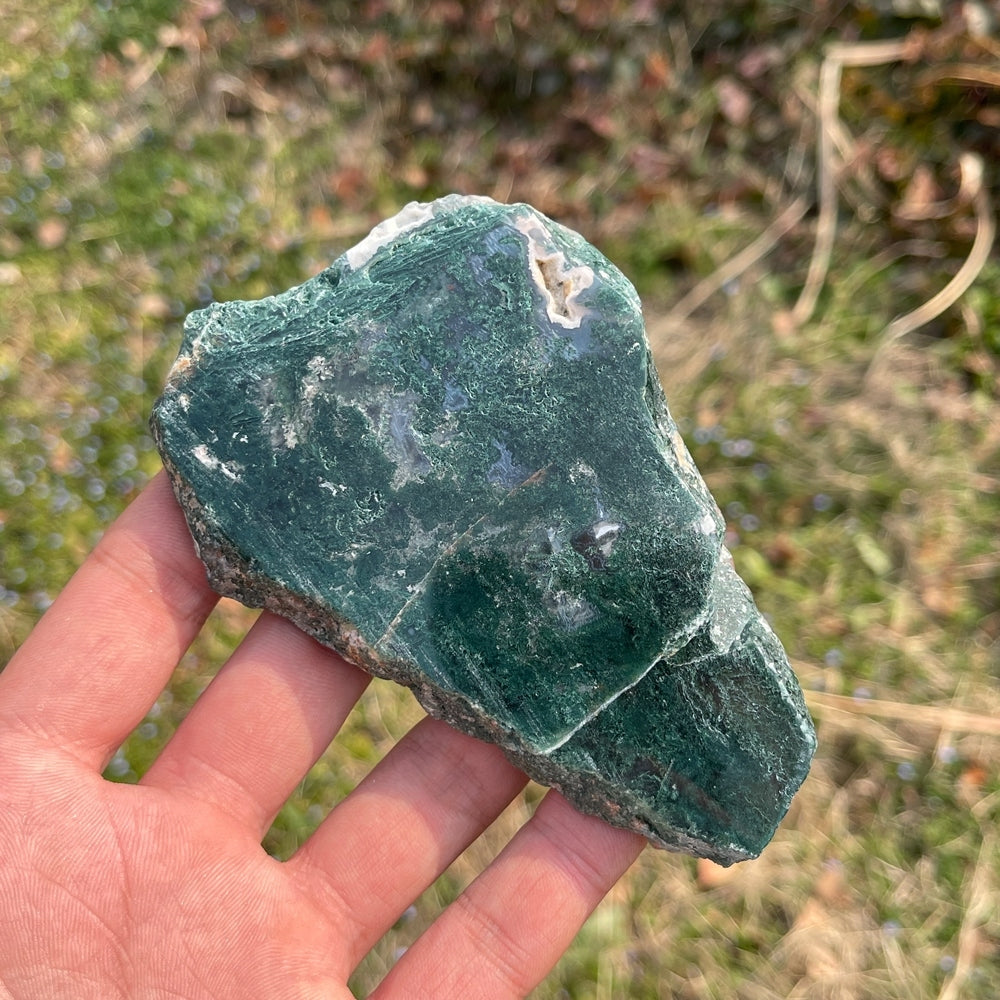 Natural Moss Agate Crystal Slice
