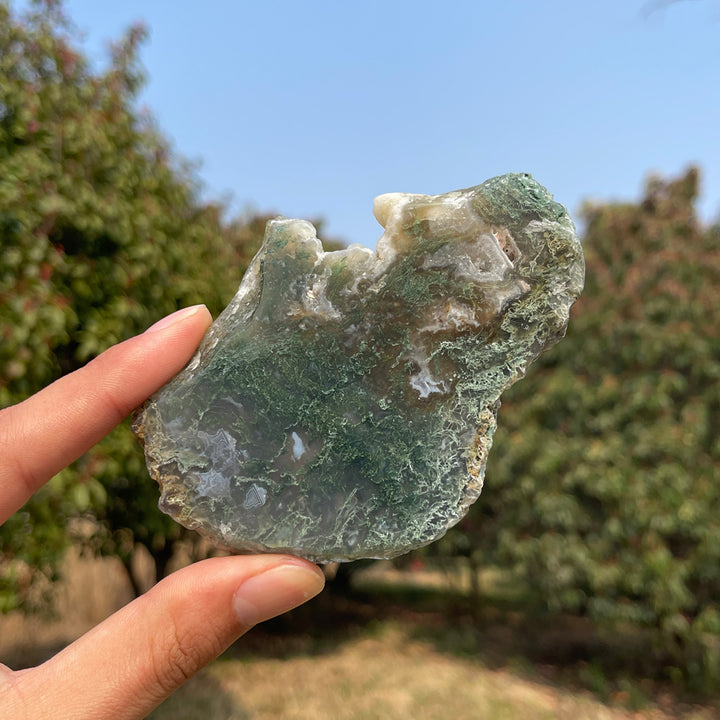 Natural Moss Agate Crystal Slice